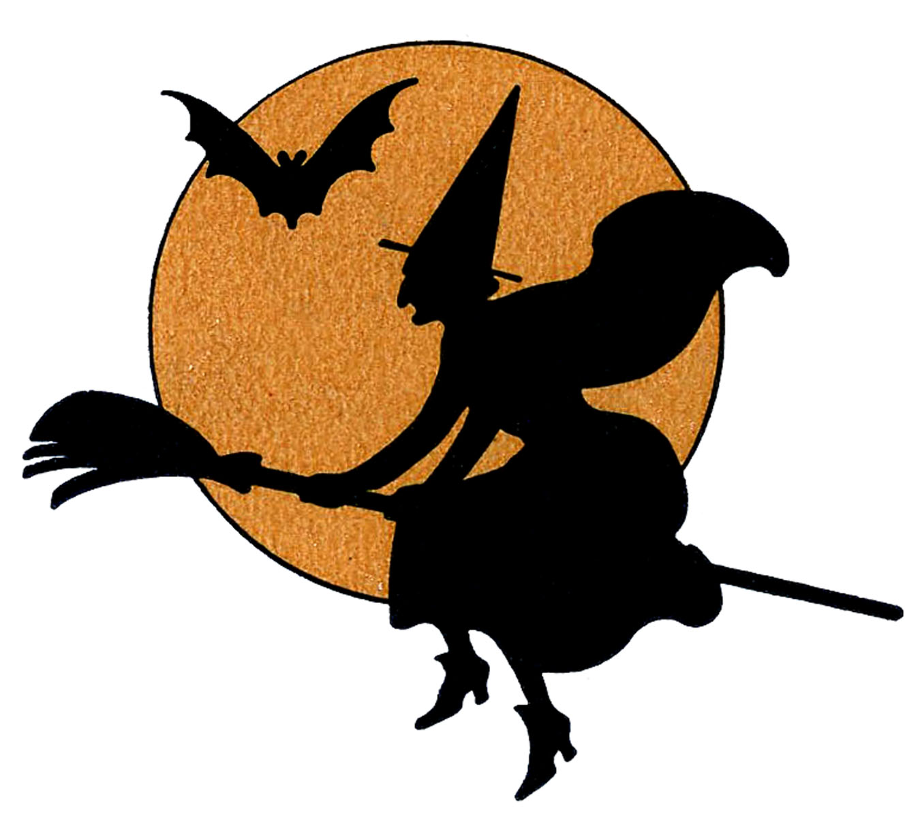witch clipart moon