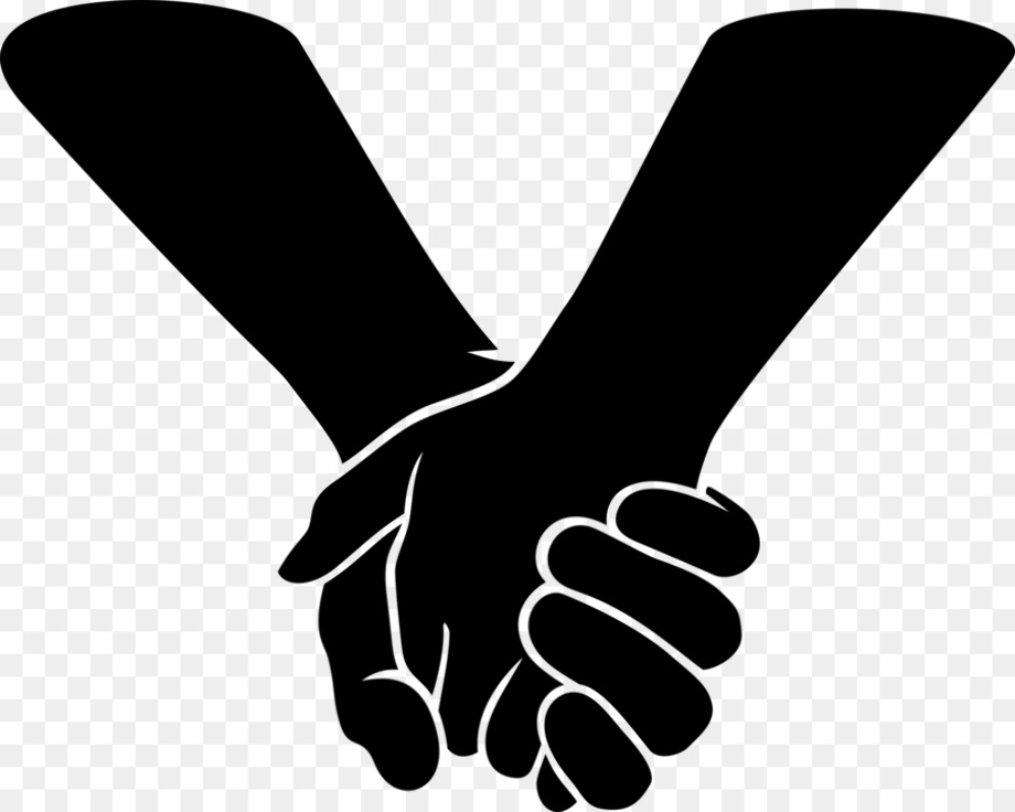 holding hands clipart cartoon black and white