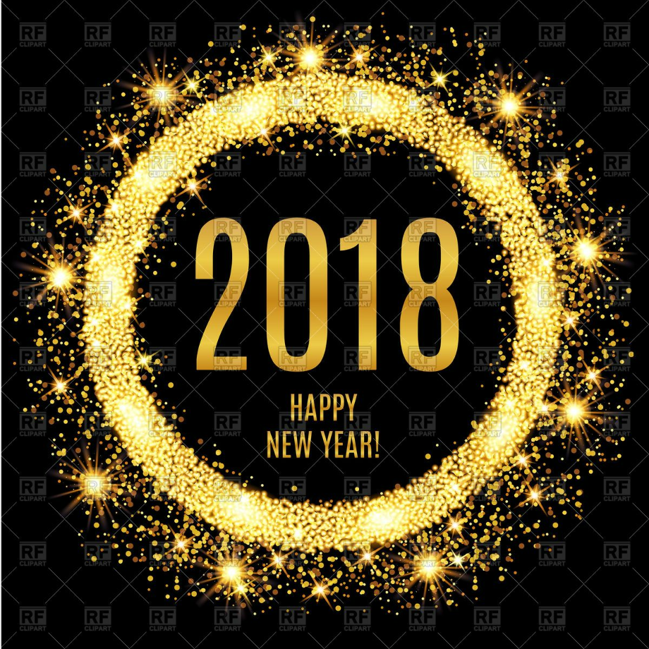 happy new year 2018 clipart gold