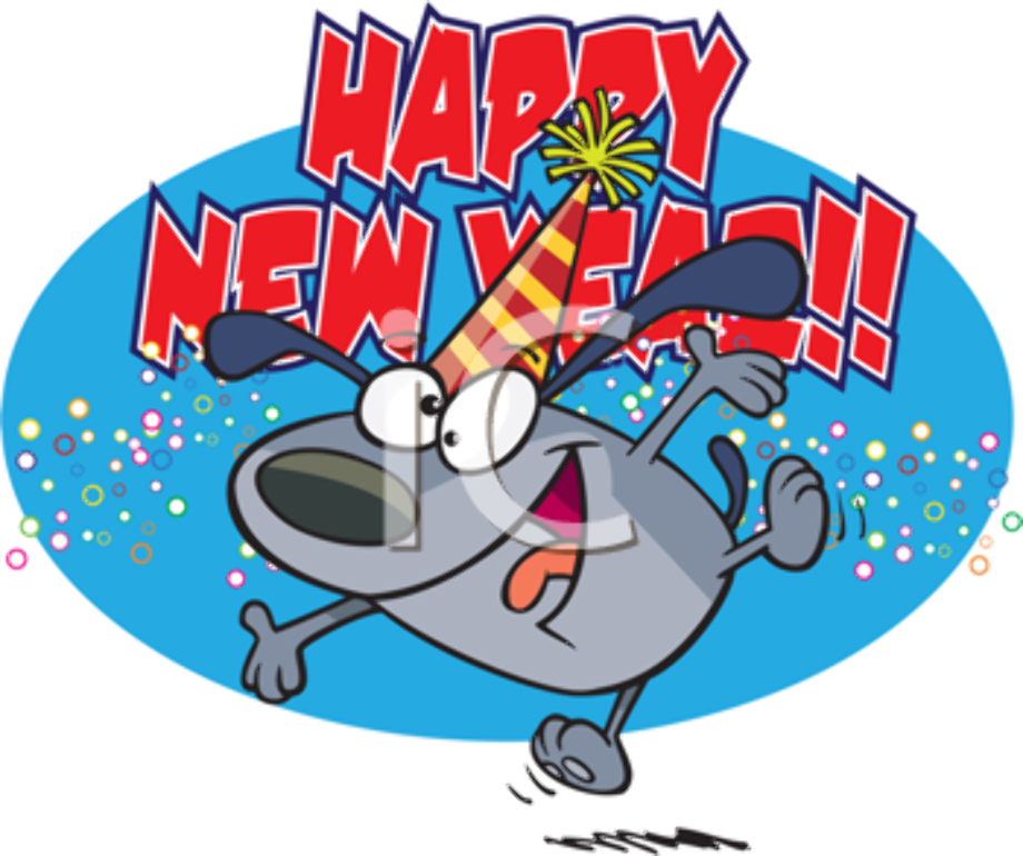 happy new year clipart dog