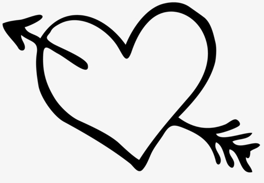 arrow clipart black and white heart