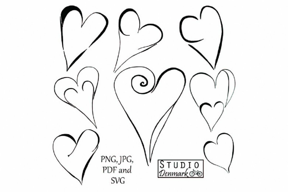 heart clipart black and white doodle
