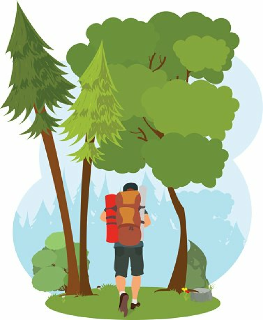 hiking clipart woods