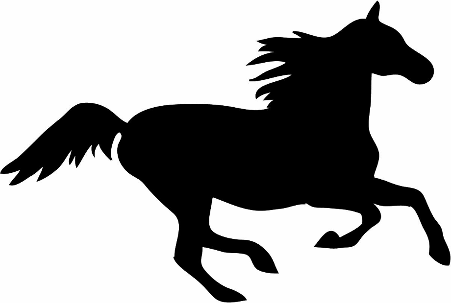 horse clipart black and white galloping