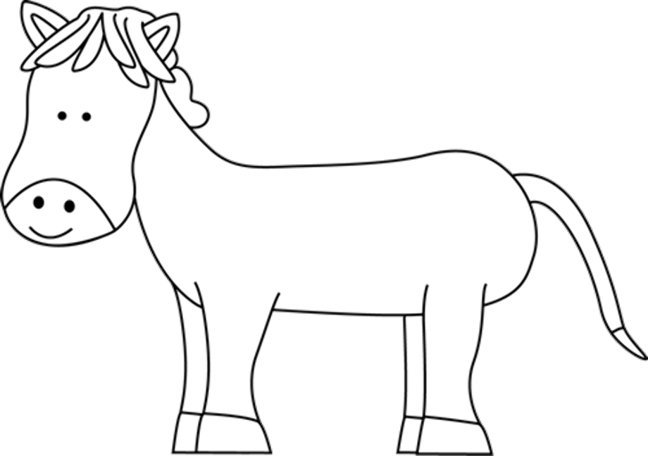 horse clipart black and white pony