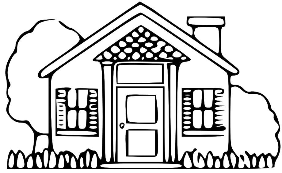 clipart house black and white
