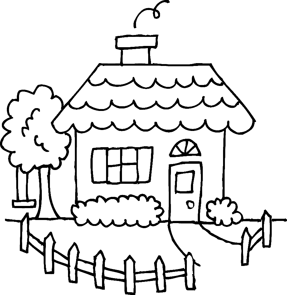 house clipart black and white cute