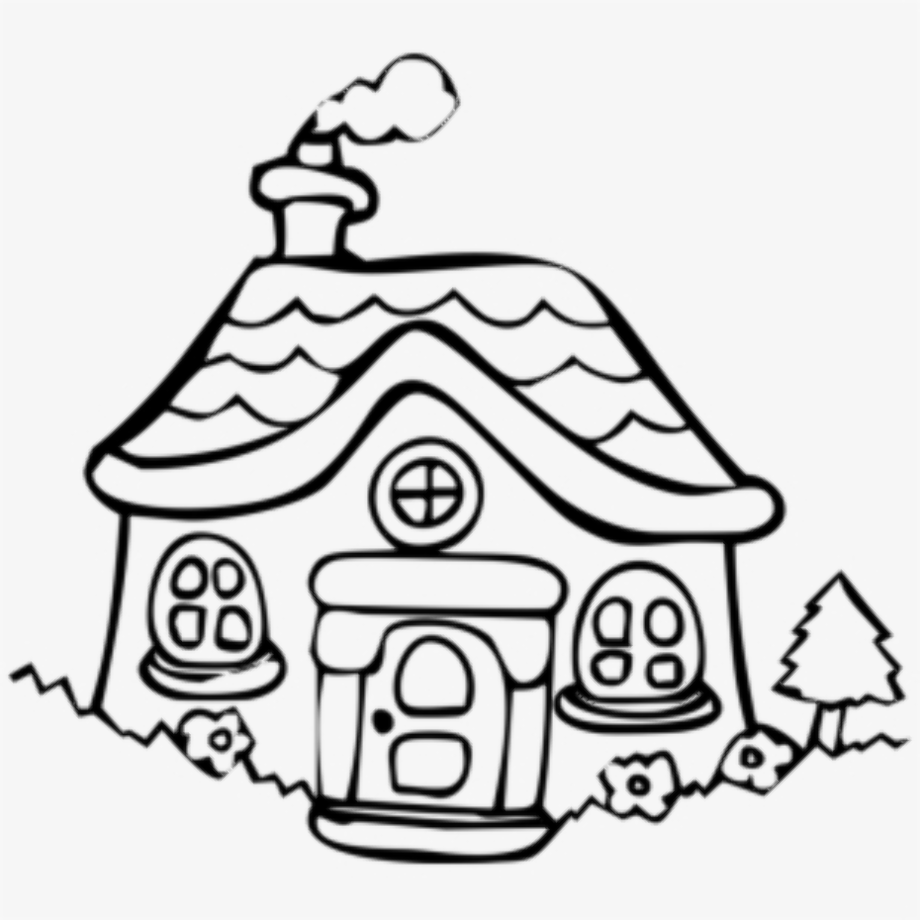 house clipart black and white cottage