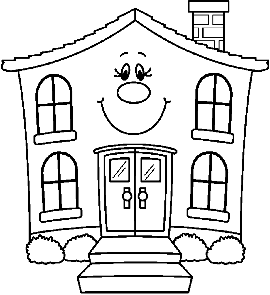 house clipart black and white cute