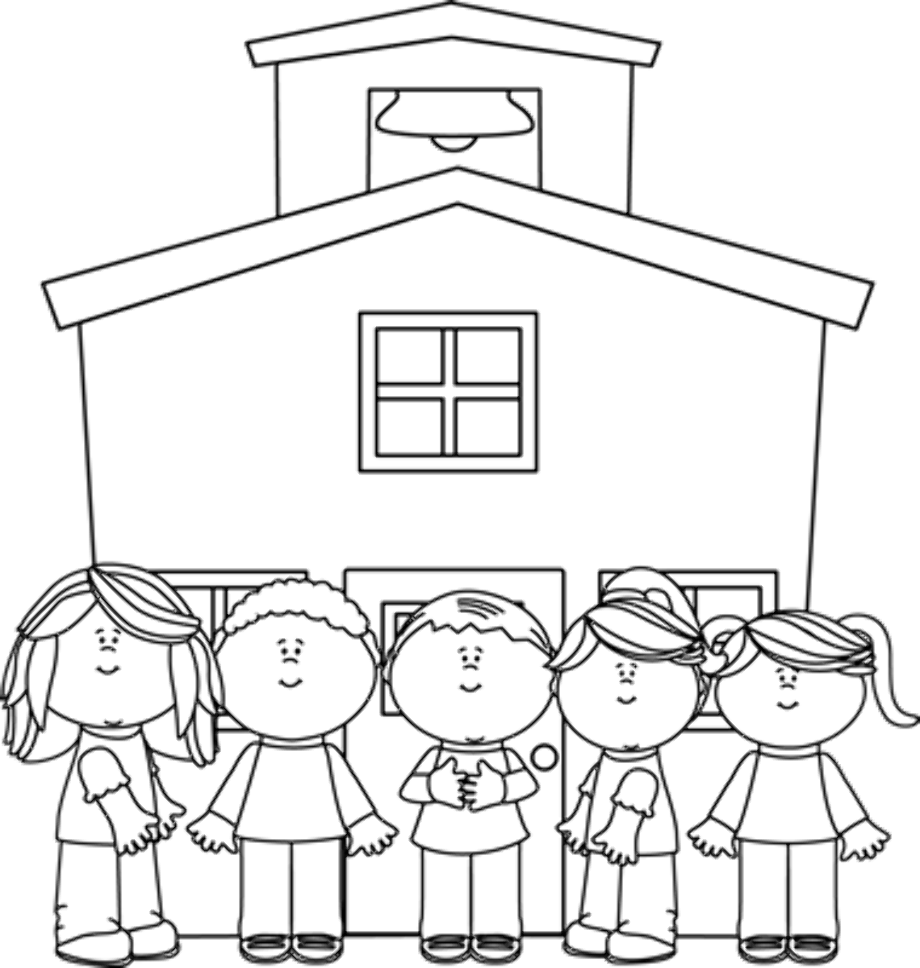 school clipart black and white outline
