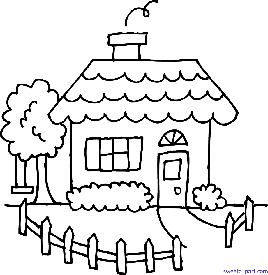 house clipart black and white coloring page
