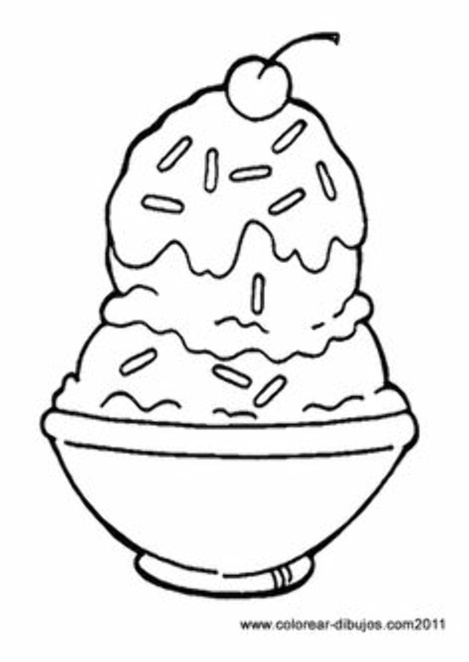 ice cream sundae clipart black and white