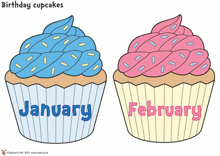 Printable Birthday Month Cupcakes Bushokukoka1