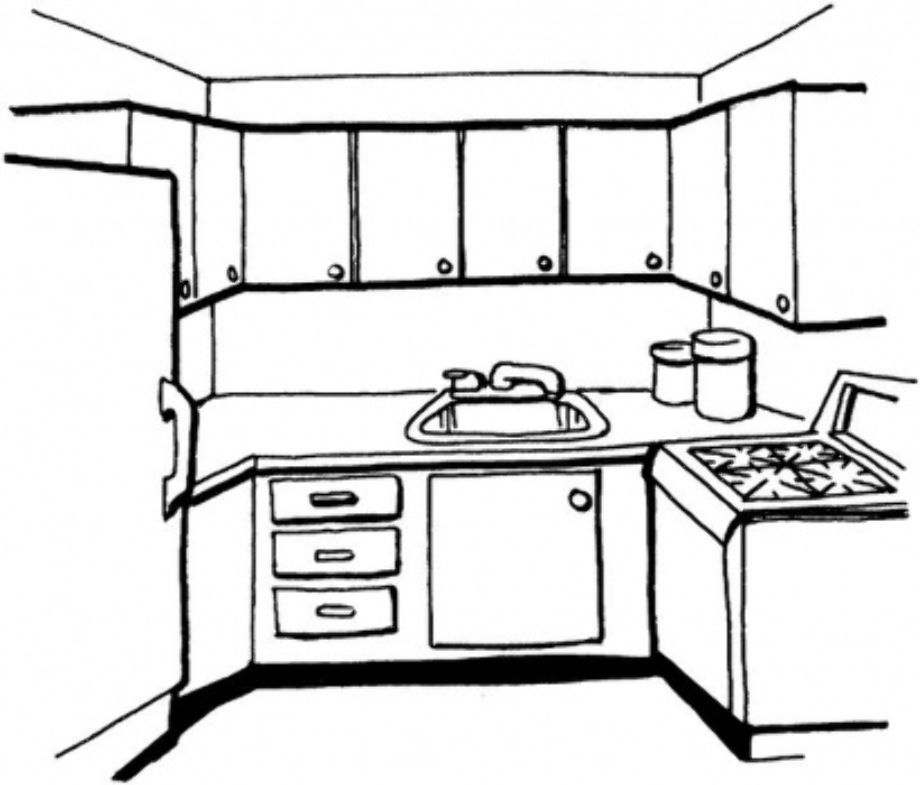kitchen clipart black and white
