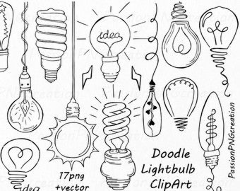 light bulb clipart hand drawn
