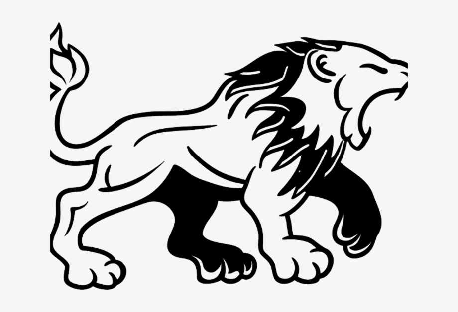 lion clipart black and white angry