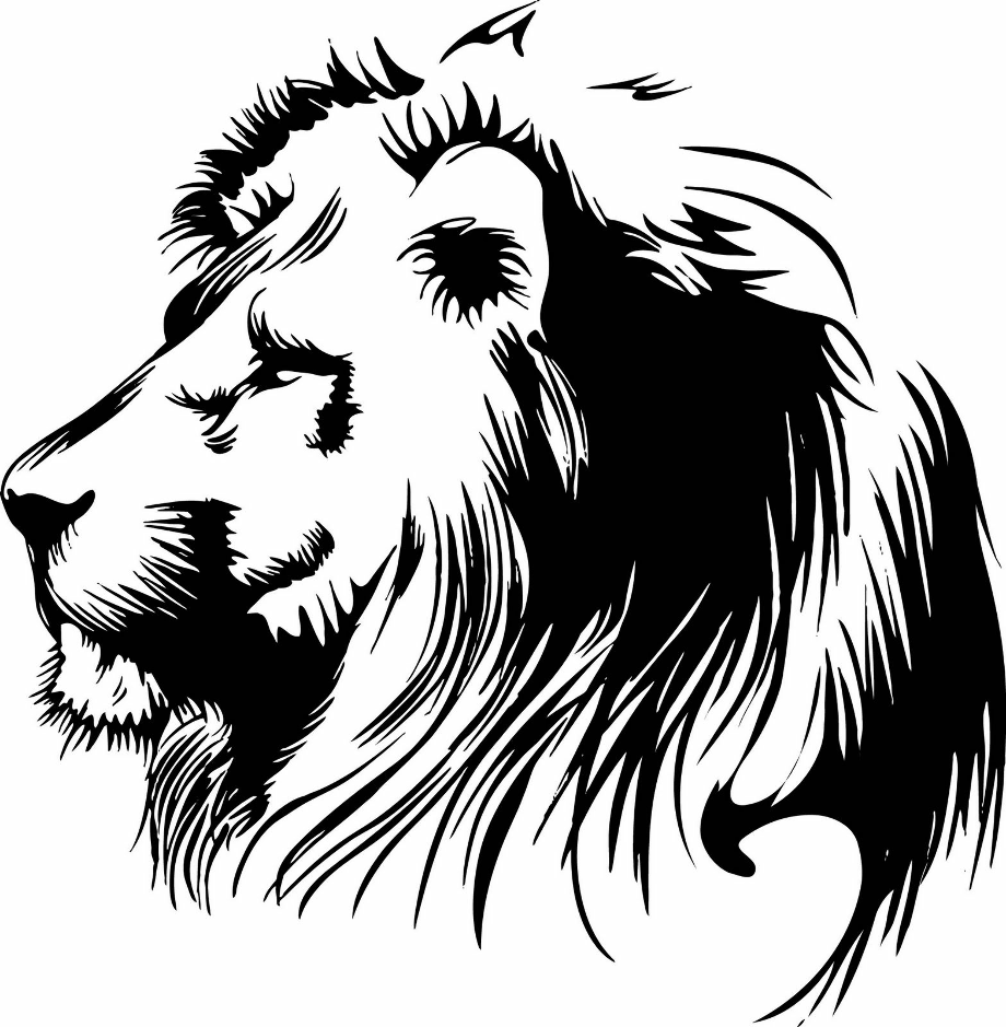 lion clipart black and white head