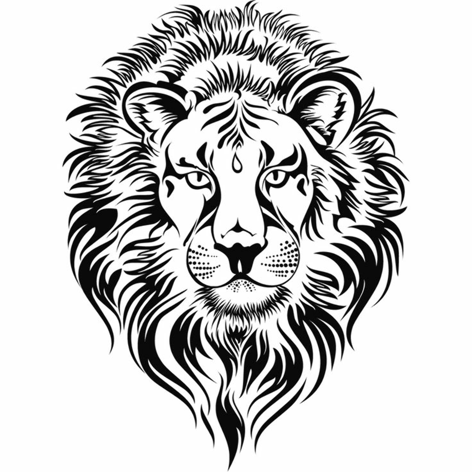 lion clipart black and white fierce