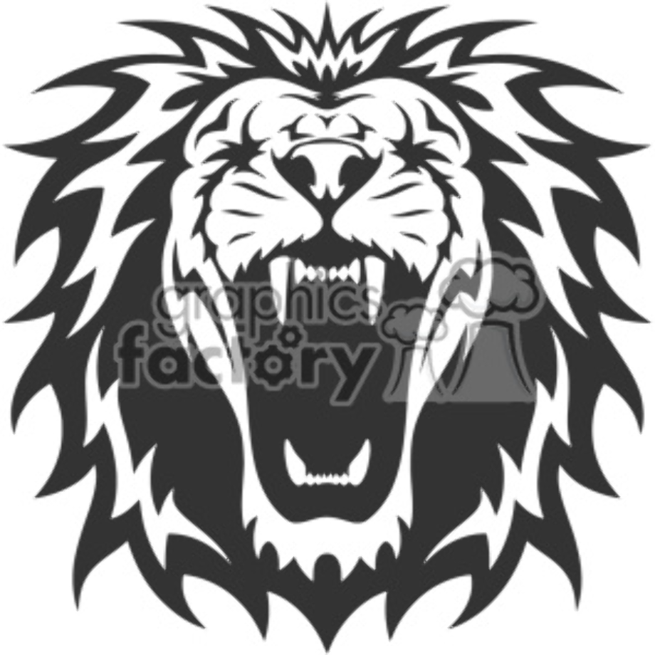 lion clipart black and white roaring