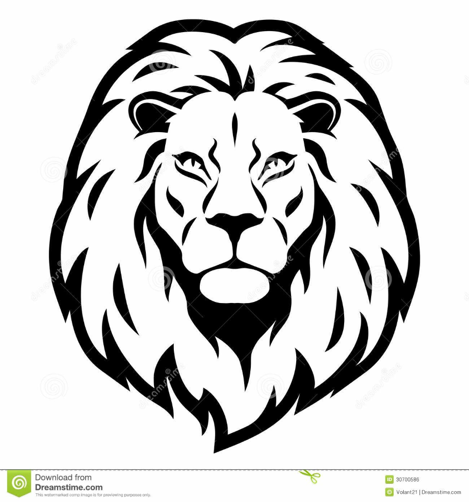 lion clipart black and white face