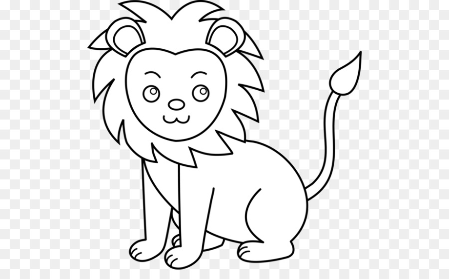 lion clipart black and white cartoon