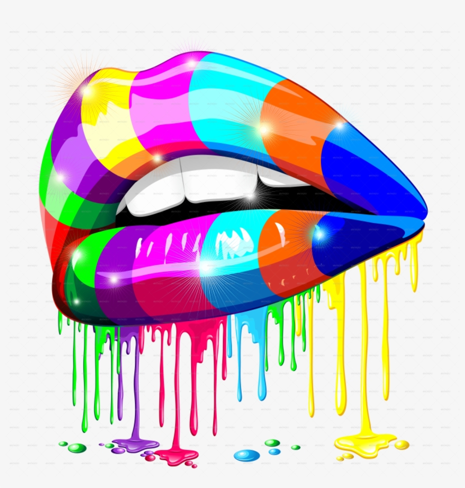 Lips clipart rainbow.