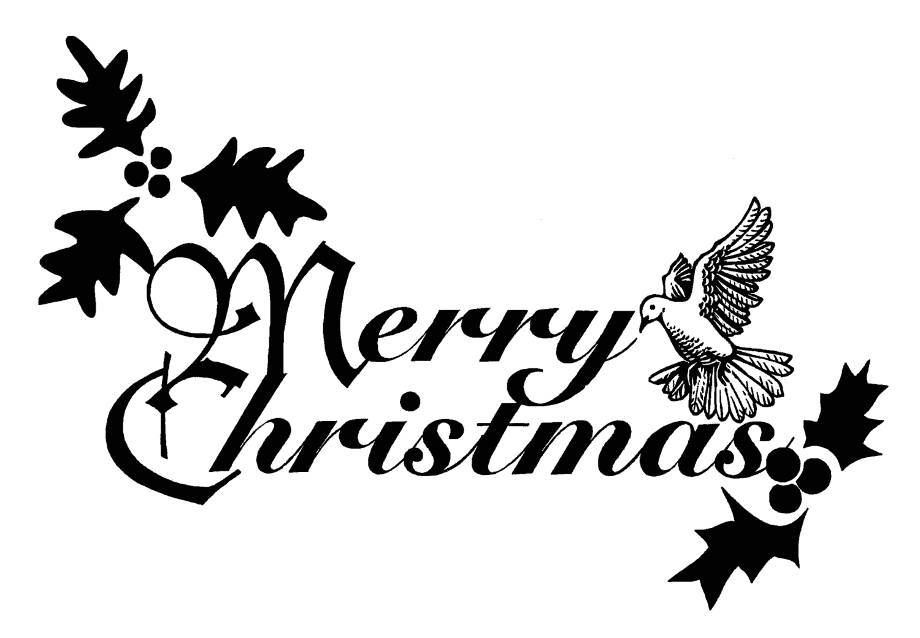 christmas clipart black and white merry