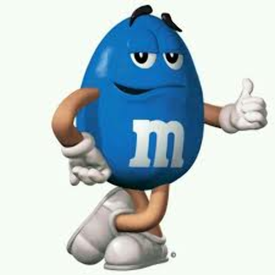 m&m logo blue