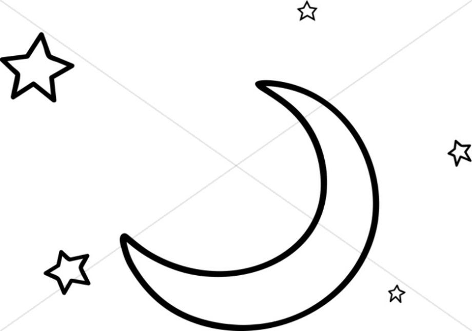 moon clipart black and white cute
