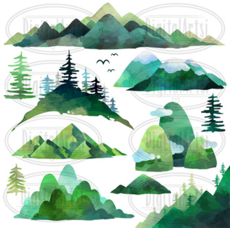 mountains clipart watercolor