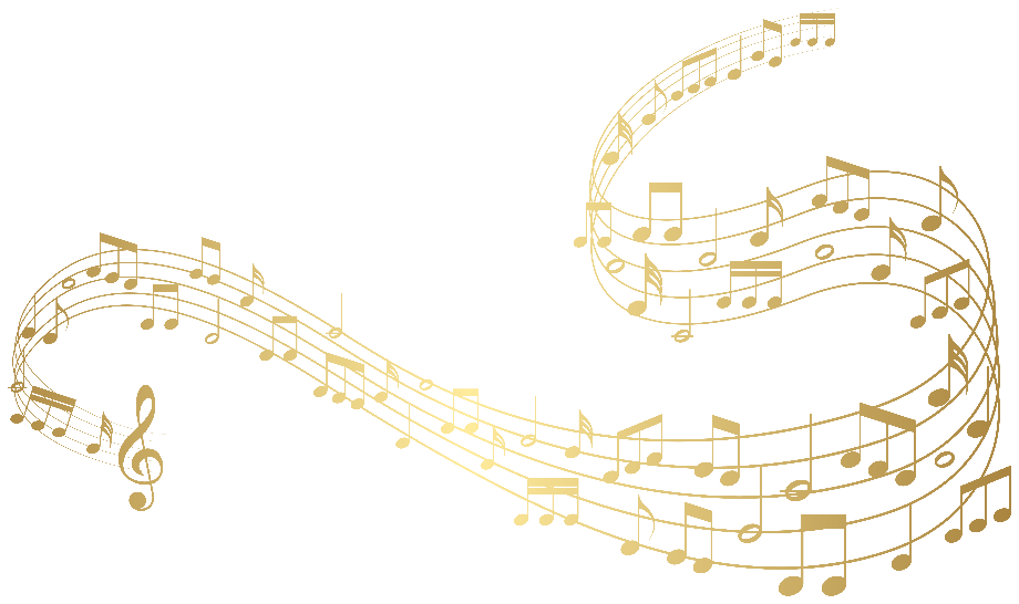 music notes transparent gold