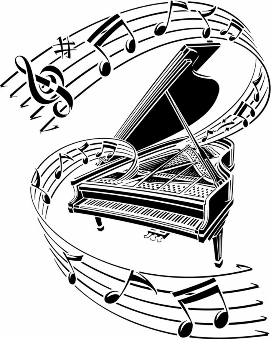 music note clipart piano