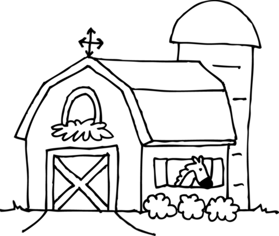 barn clipart black and white