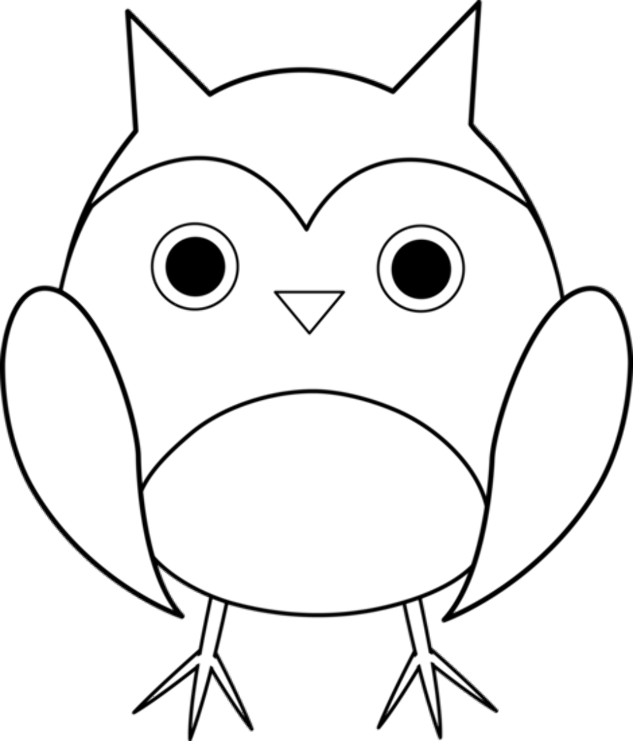 owl clipart black and white cute