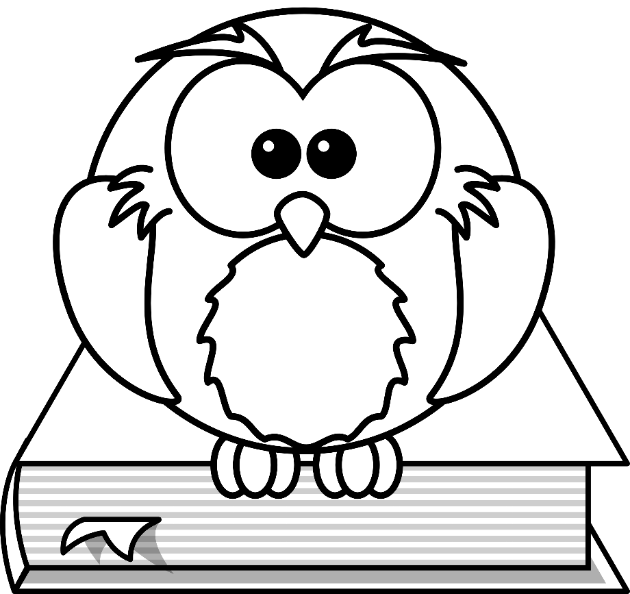 owl clipart black and white book