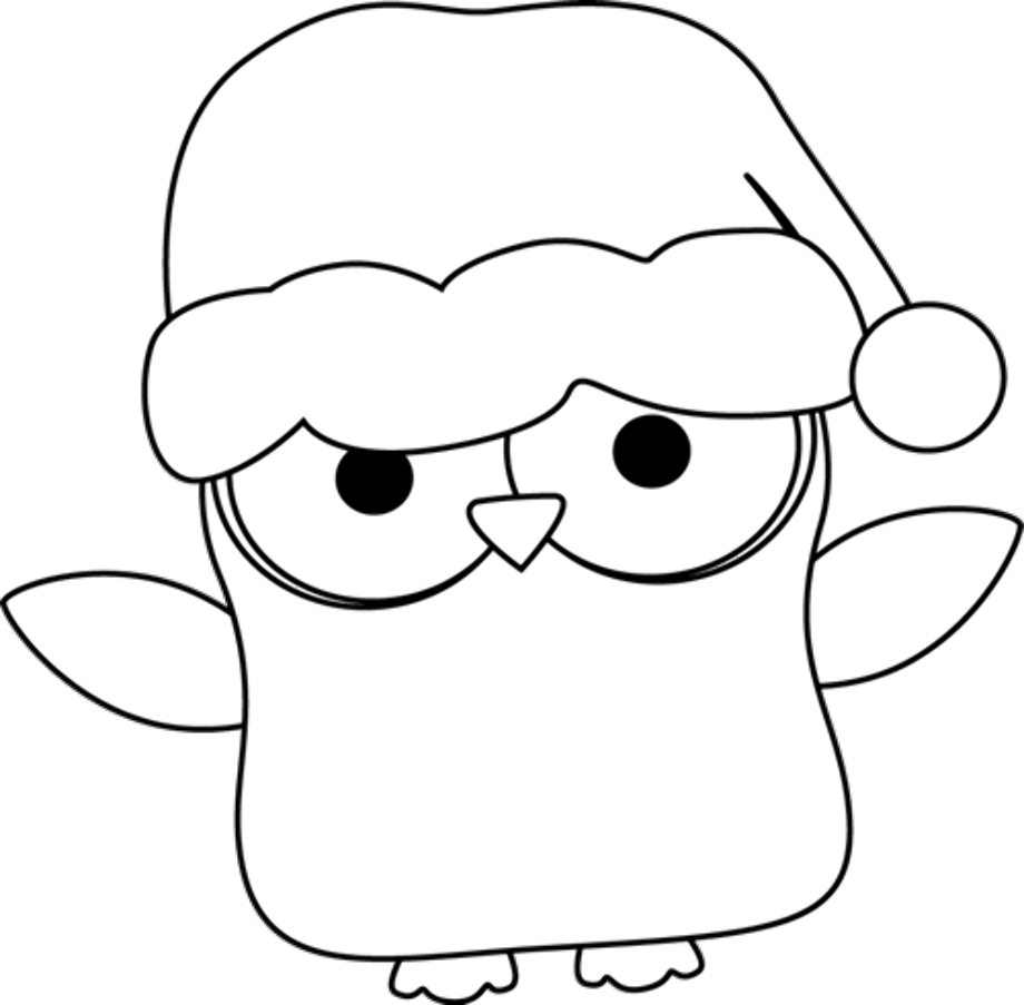 owl clipart black and white christmas