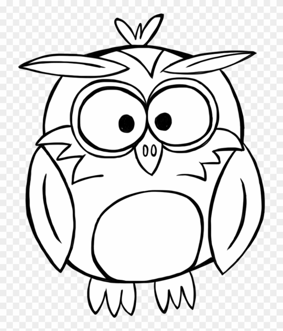 owl clipart black and white outline
