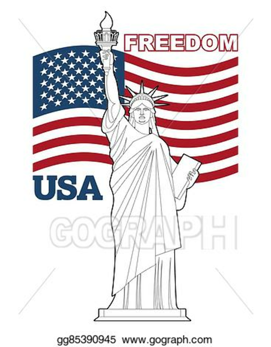 statue of liberty clipart flag