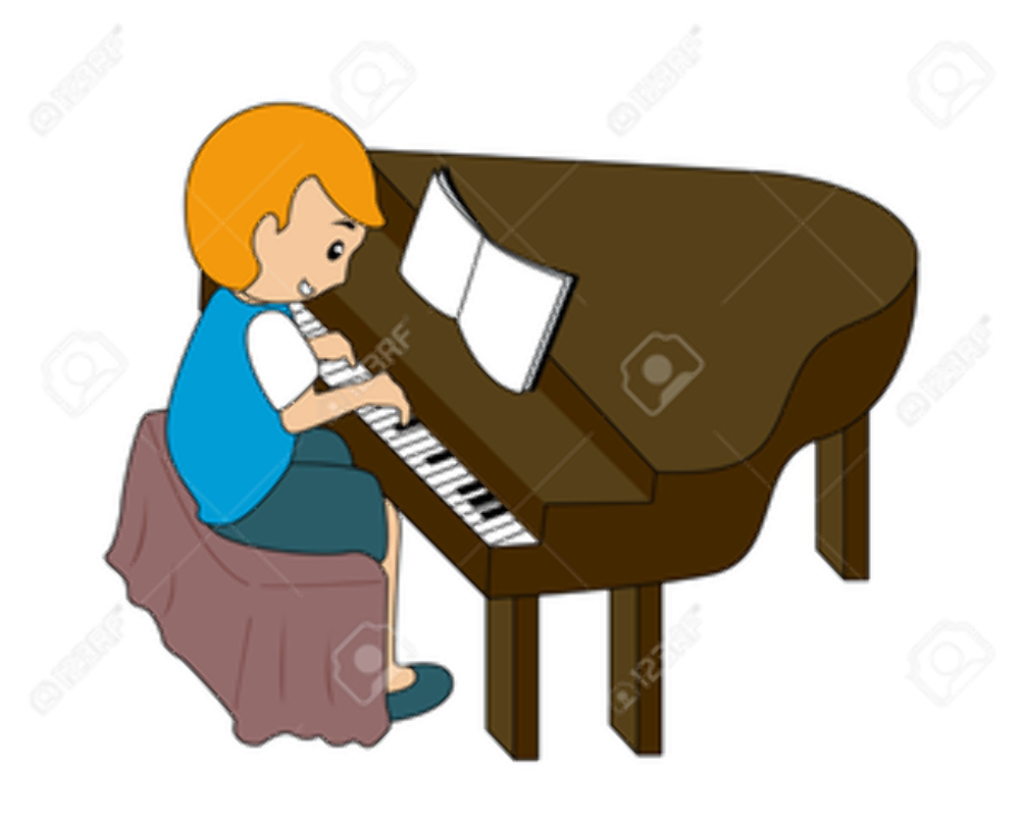 piano clipart woman