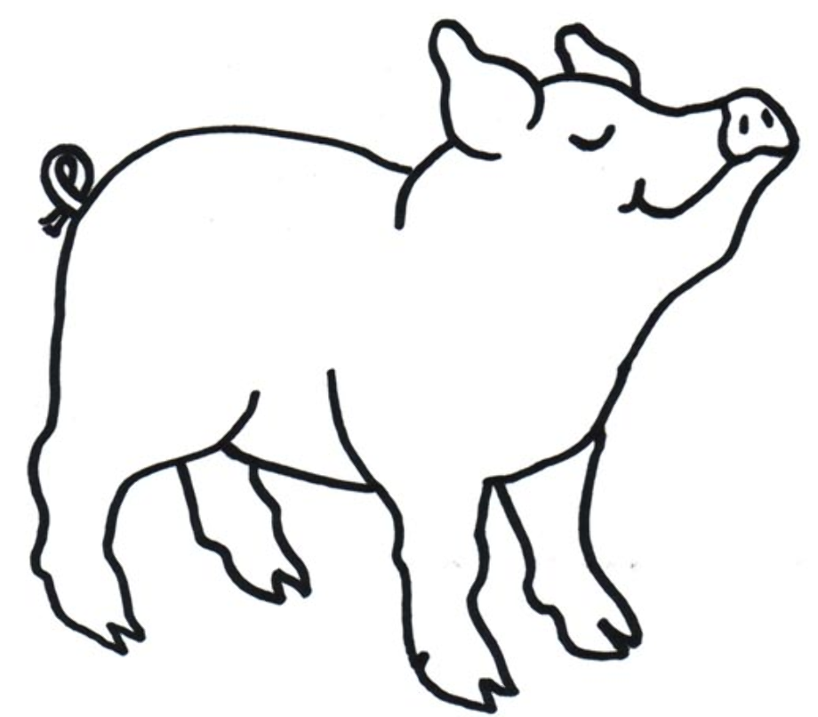 pig clipart black and white piggy