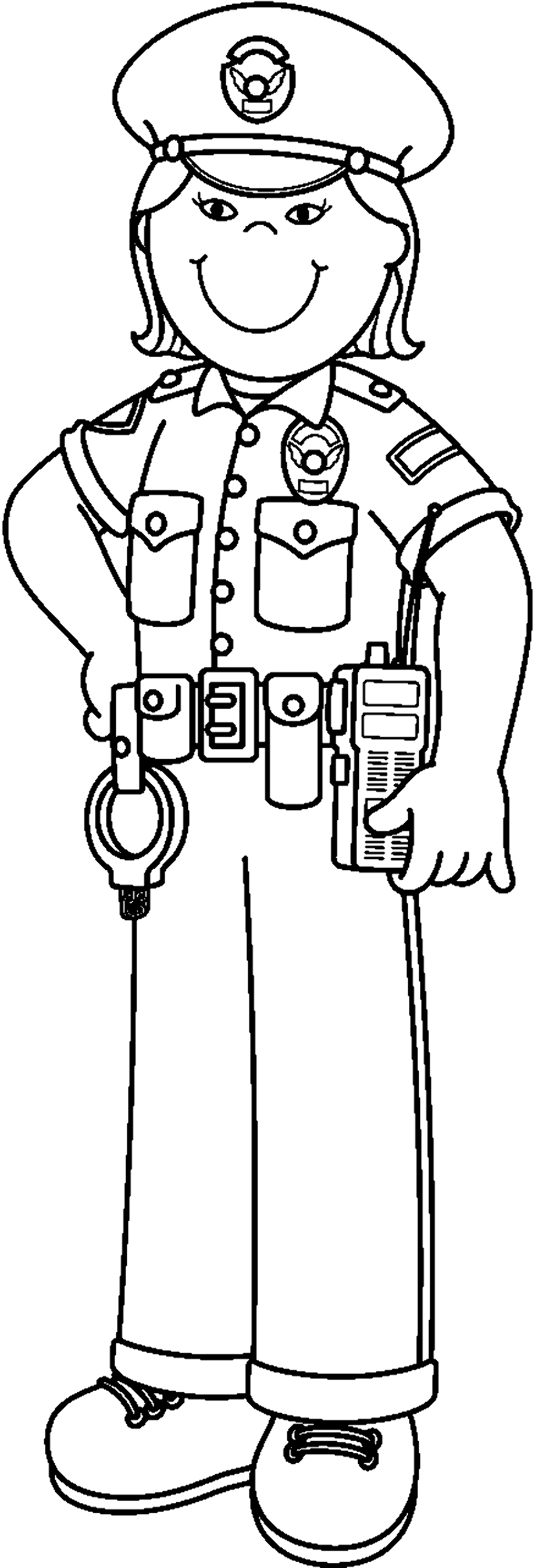 Police Coloring Law Enforcement Drawing Uniform Handcuffs Cop Hoops ...