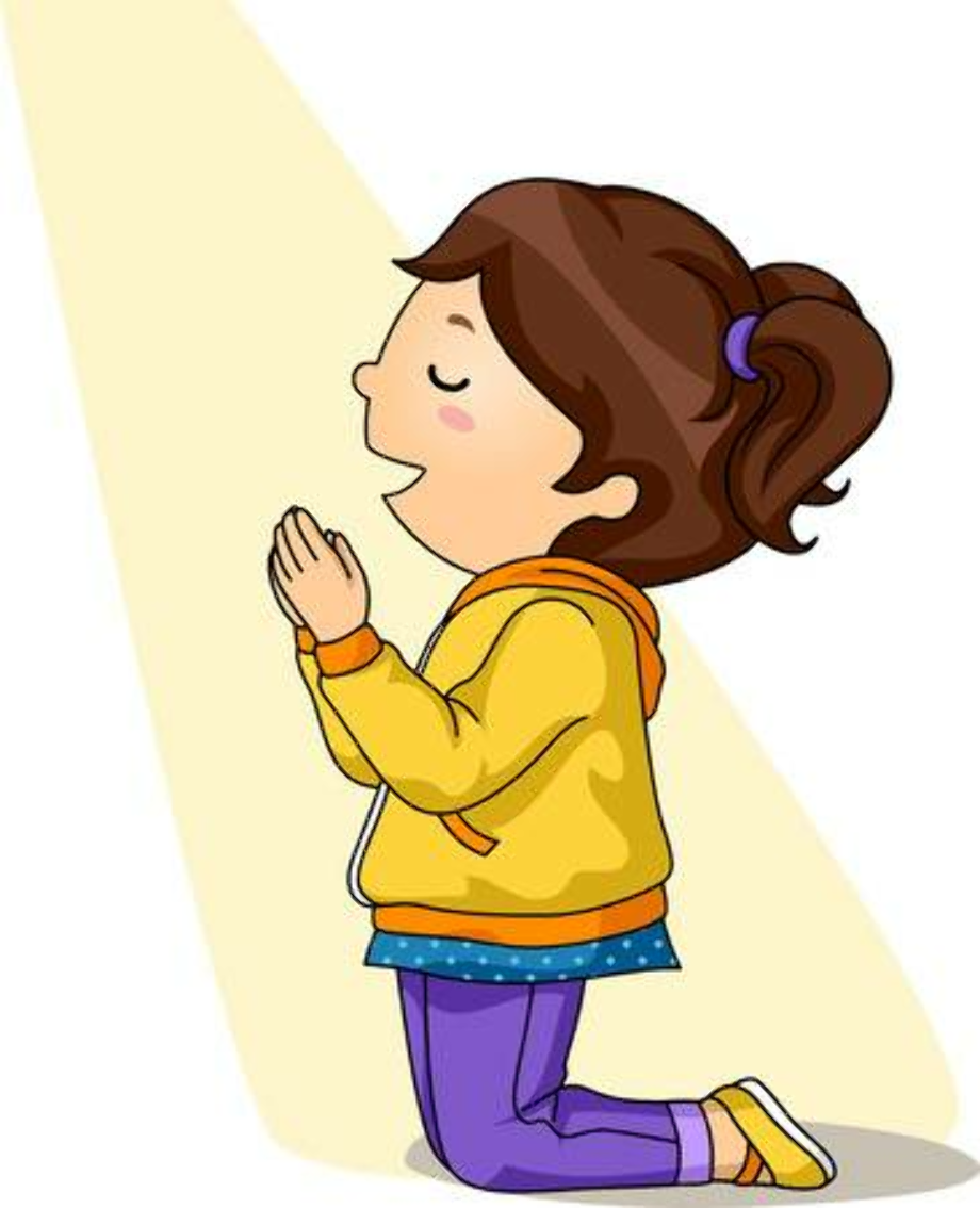 Девочка молится на коленях
