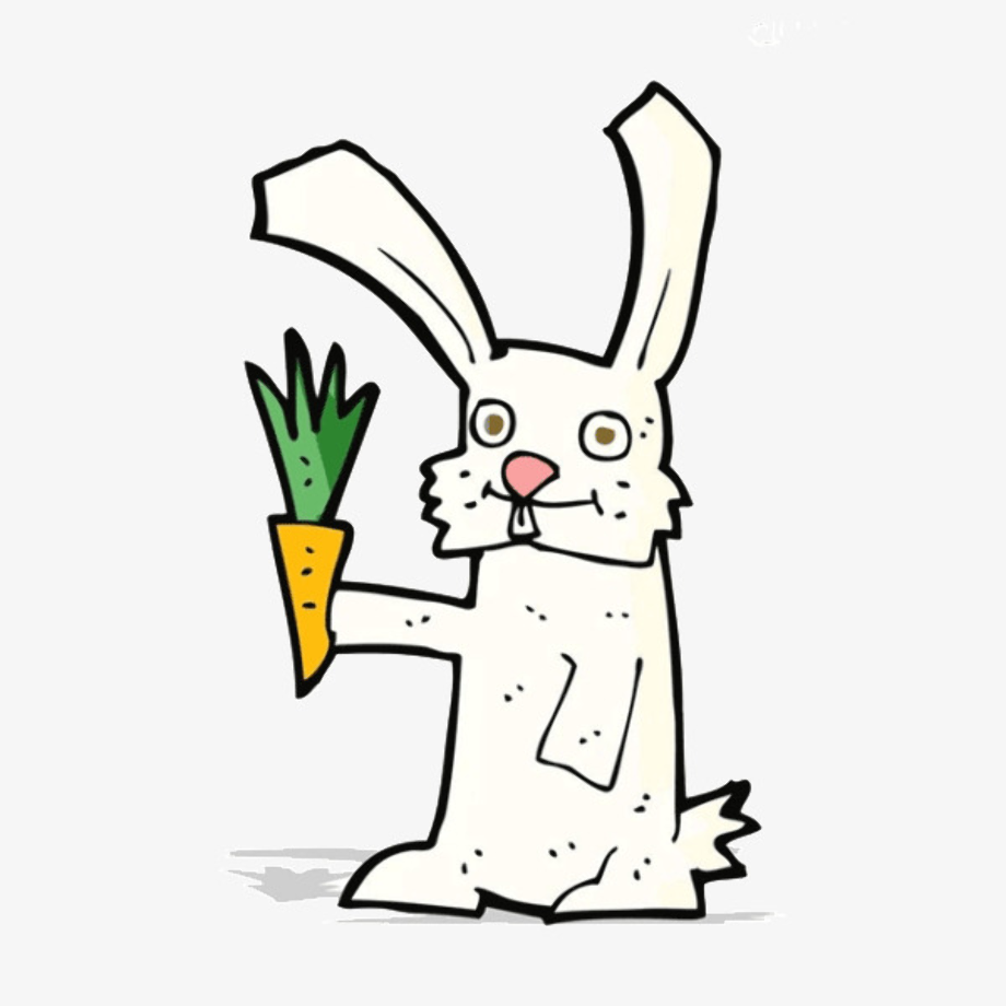Карикатура кролик с морковкой
