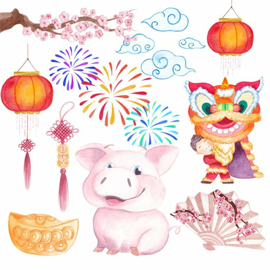 new year clipart watercolor
