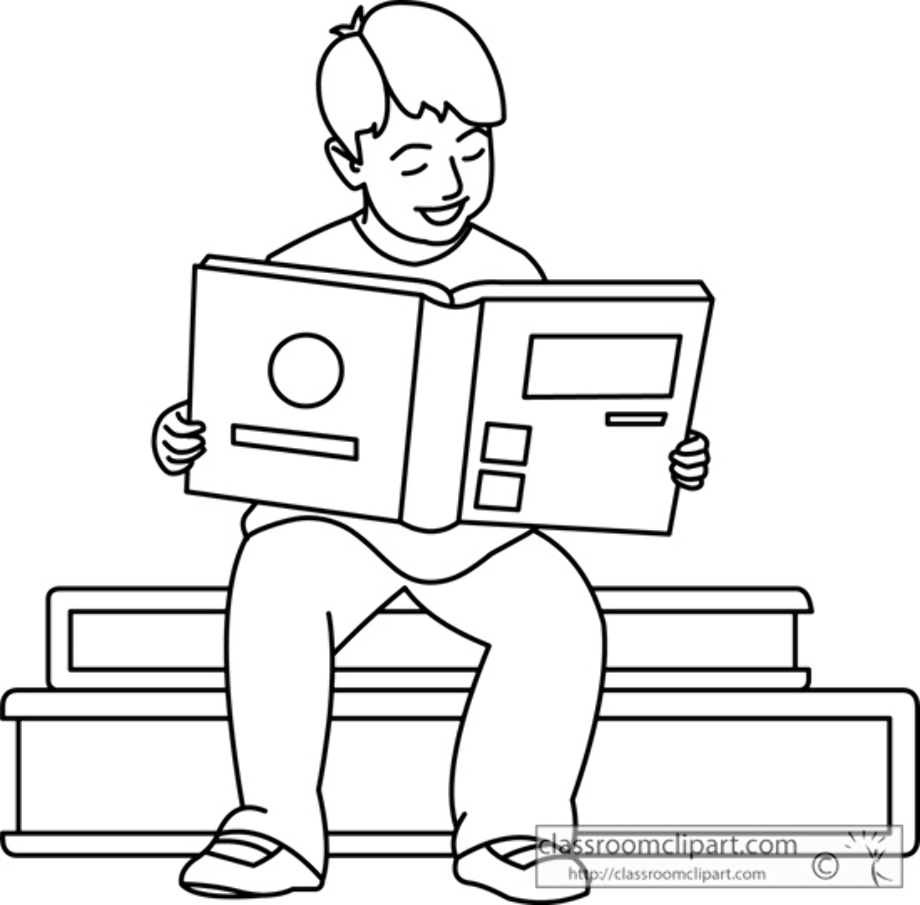 school clipart black and white reading