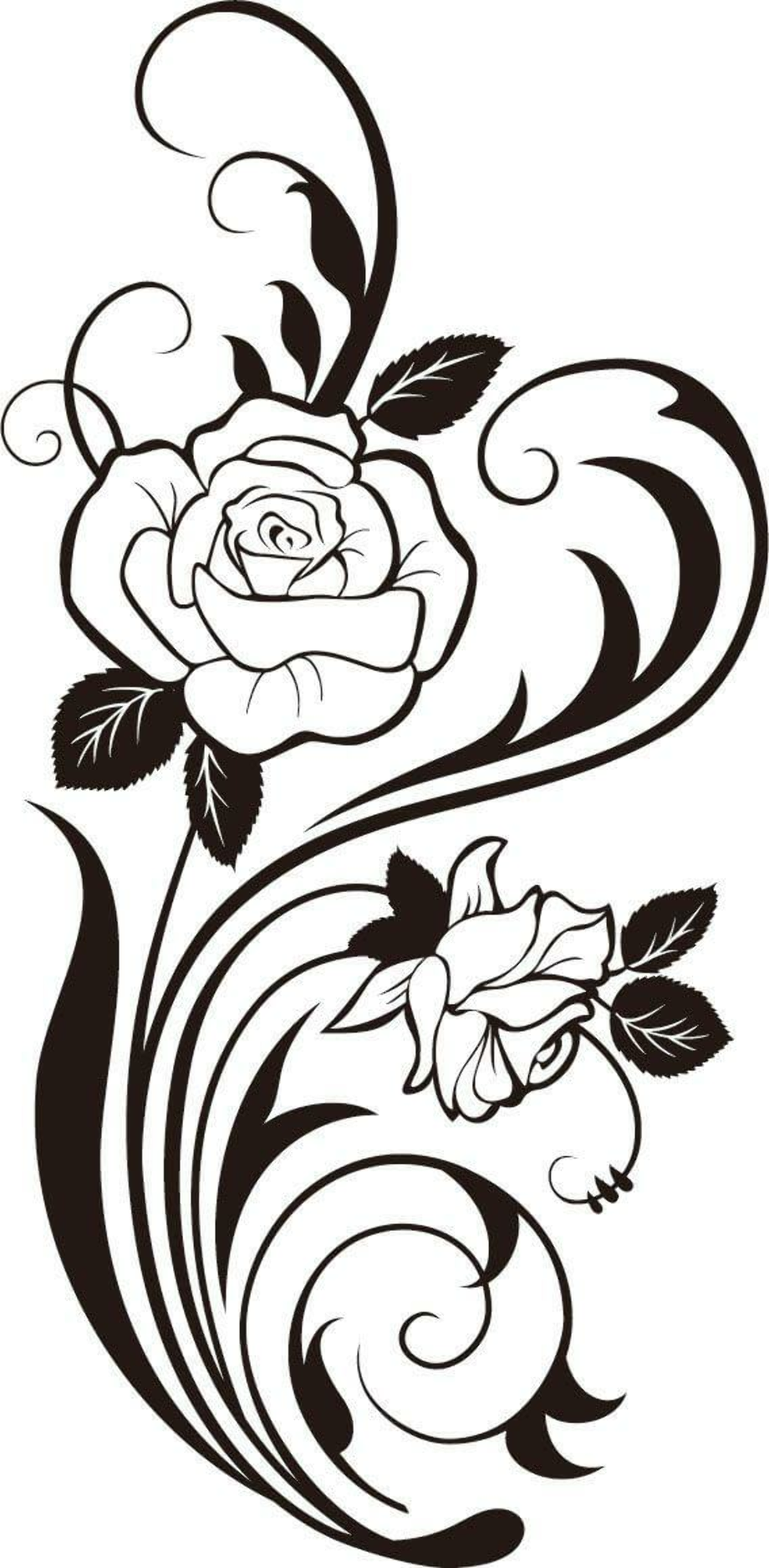 Rose clipart black and white silhouette.
