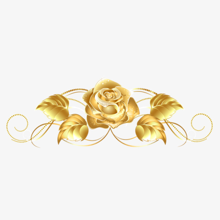 Золотые цветы на прозрачном фоне