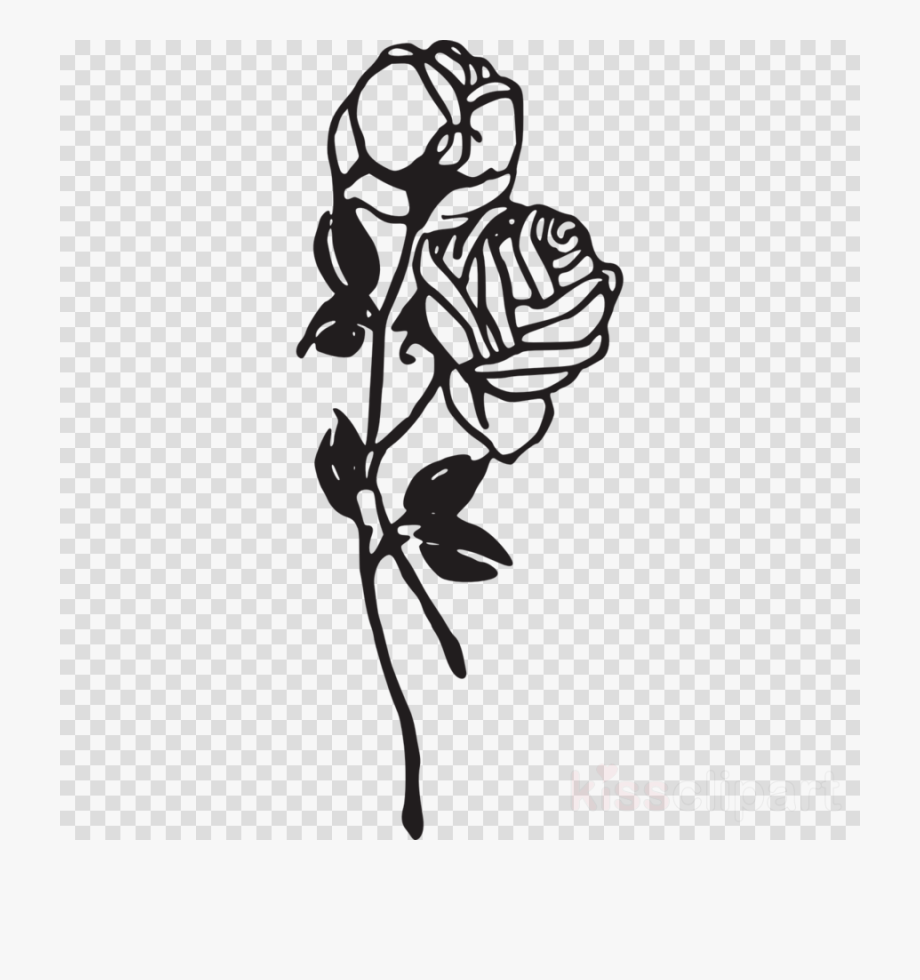 rose clipart black and white tattoo