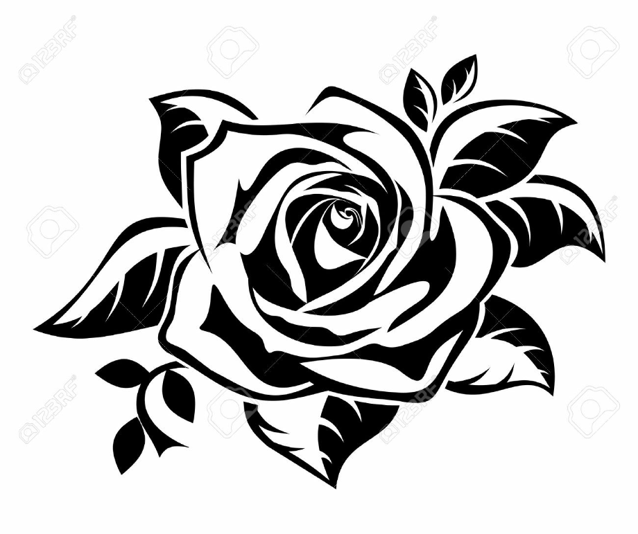 rose clipart black and white tribal
