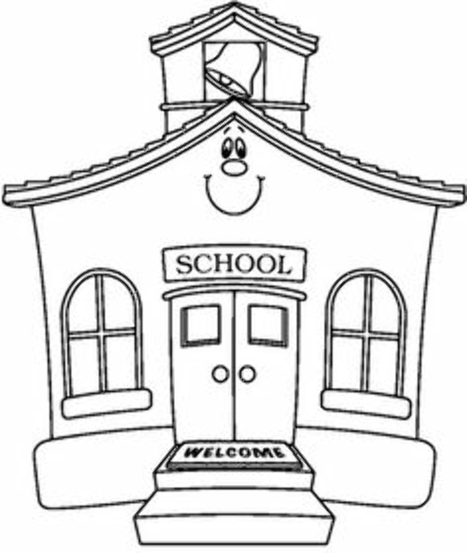 clipart school black and white